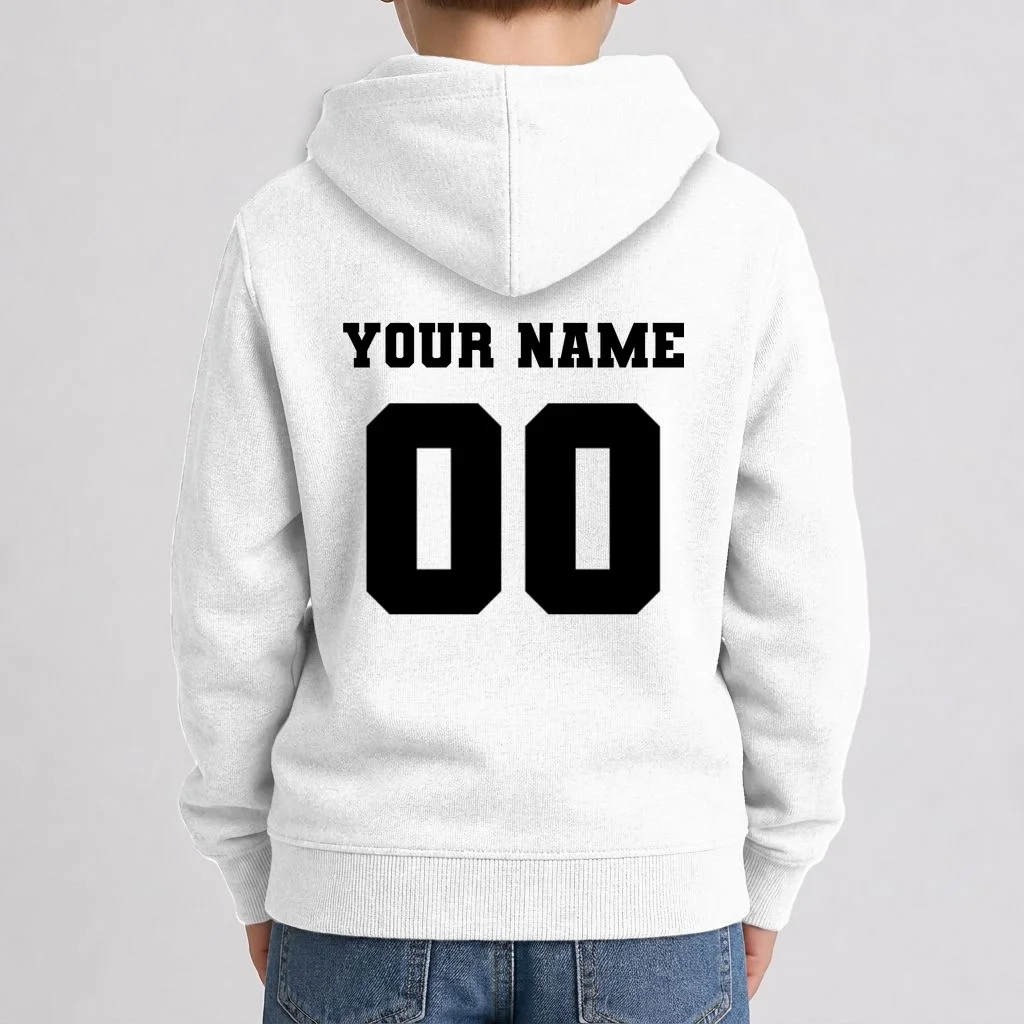 Your Name 00 Custom Jersey Number Sports School Team Personalize Kids Hoodie - Back 1