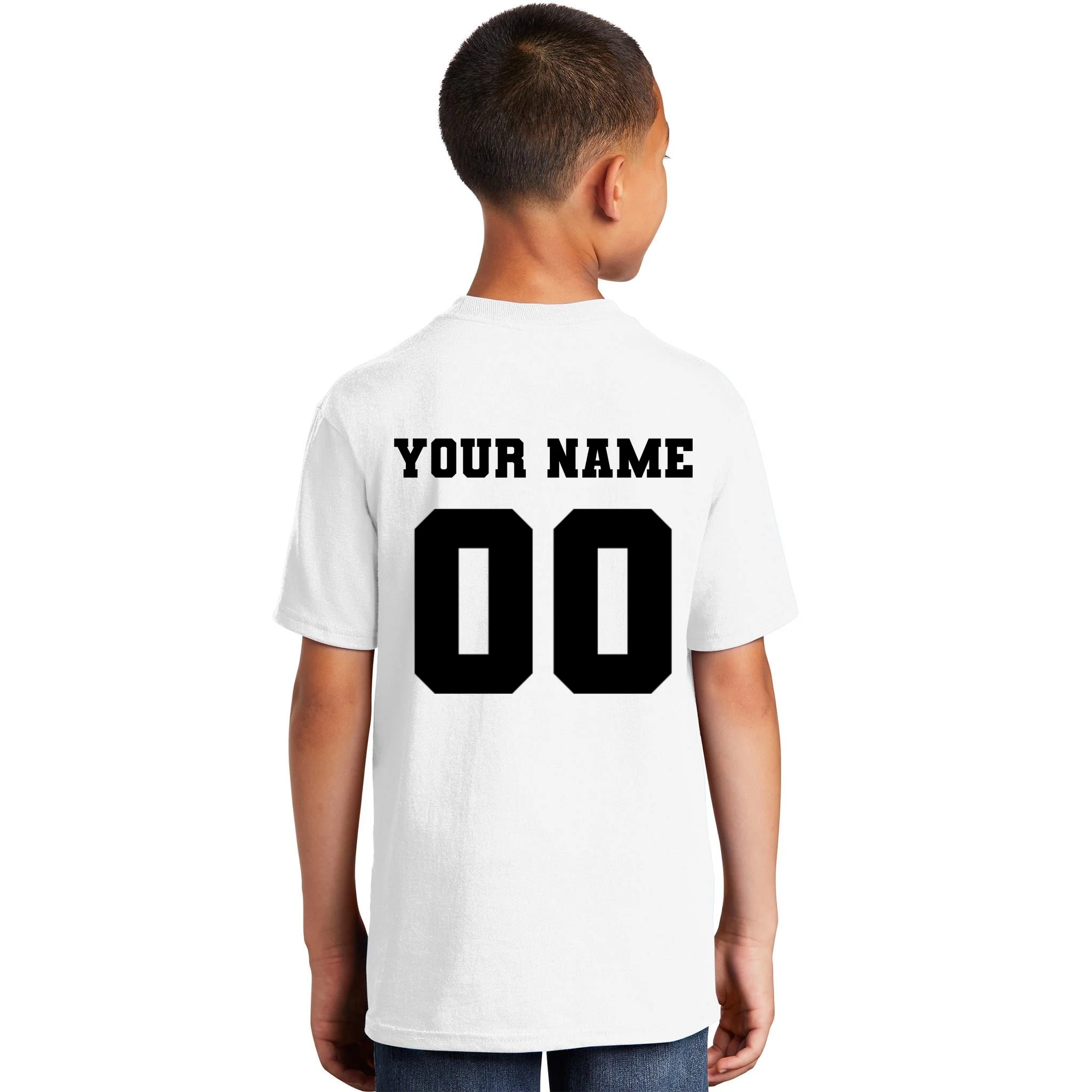 Your Name 00 Custom Jersey Number Sports School Team Personalize Kids T-Shirt - Back