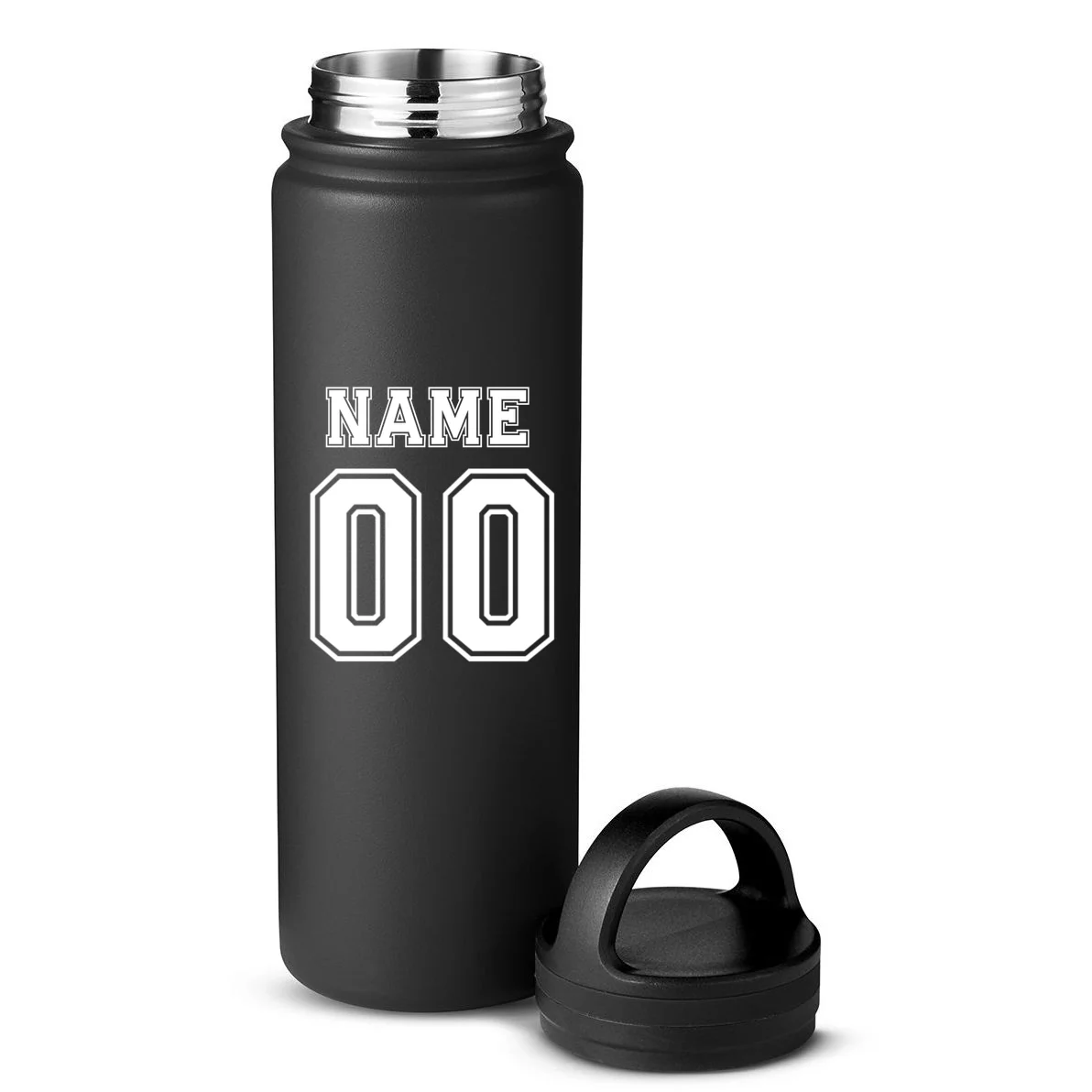 Your Name 23 Custom Jersey Number Team 24oz Water Bottle - Back - Close-up