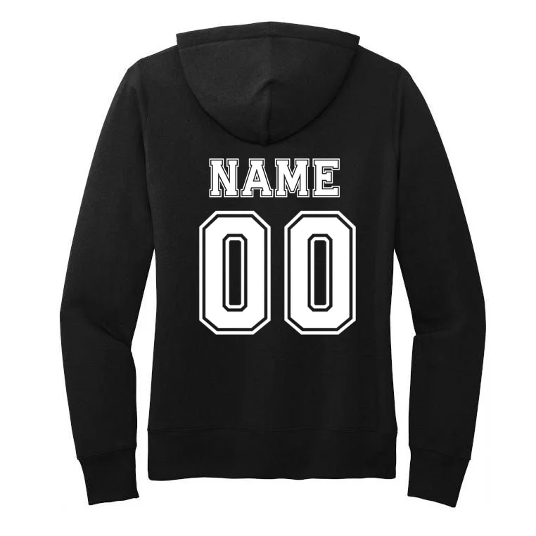 Your Name 23 Custom Jersey Number Team Women's Pullover Hoodie - Back - Close-up