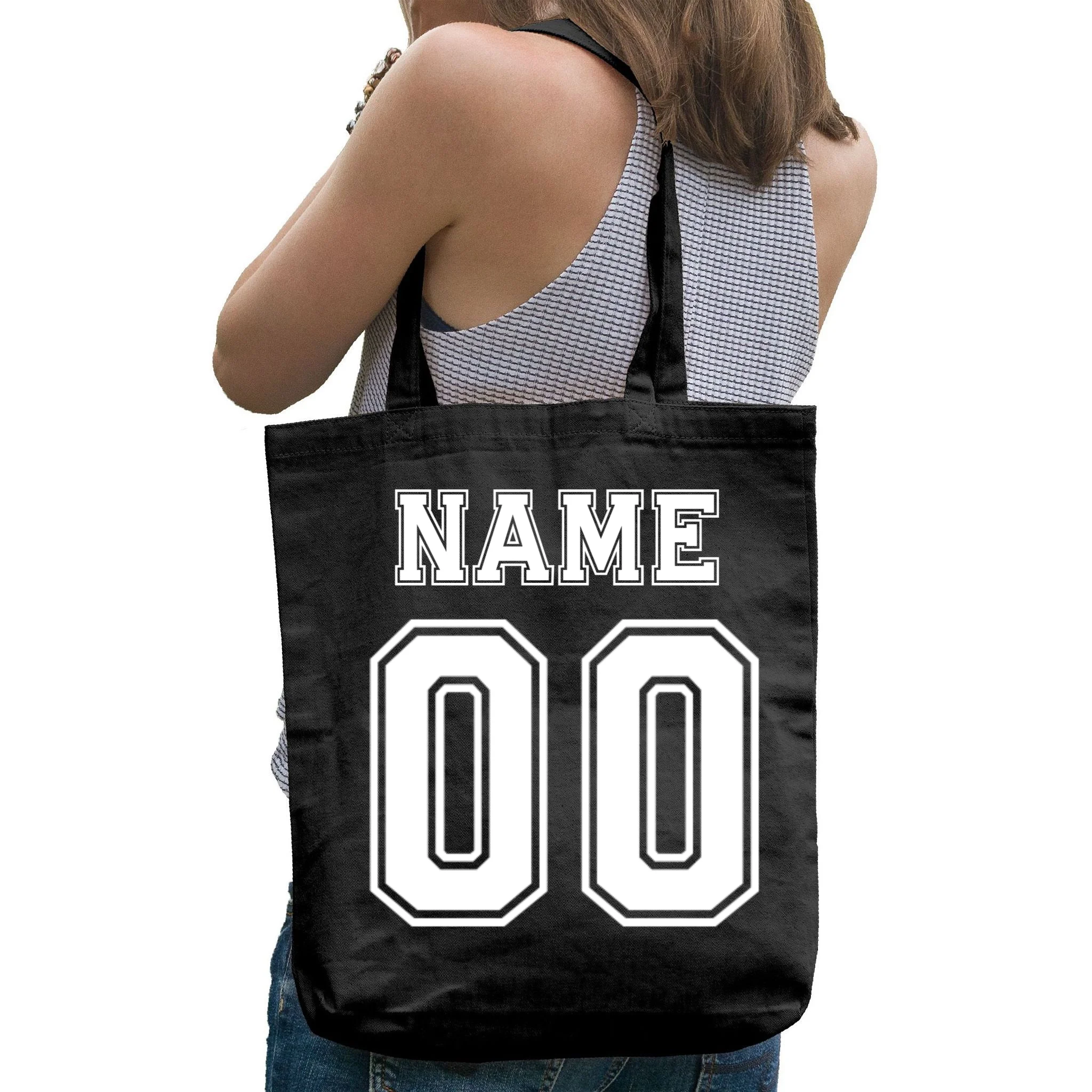 Your Name 23 Custom Jersey Number Team Tote Bag - Back