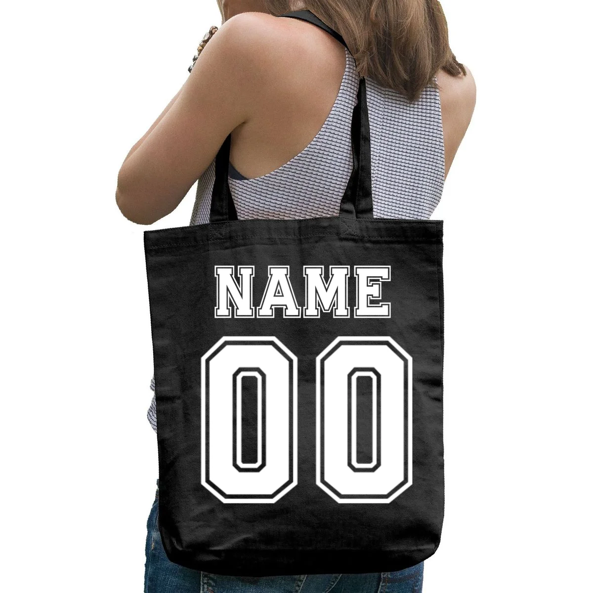 Your Name 23 Custom Jersey Number Team Tote Bag - Back