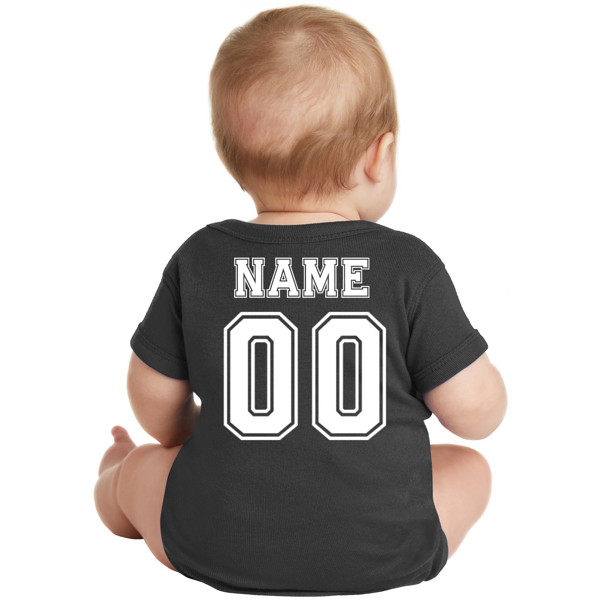 Your Name 23 Custom Jersey Number Team Baby Bodysuit - Back