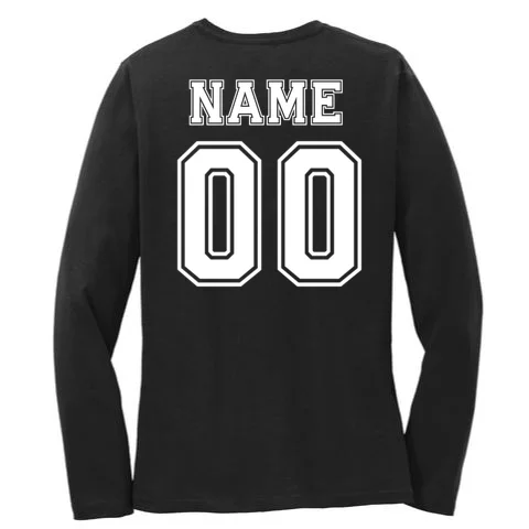 Your Name 23 Custom Jersey Number Team Women's Long Sleeve Shirt - Back - Close-up