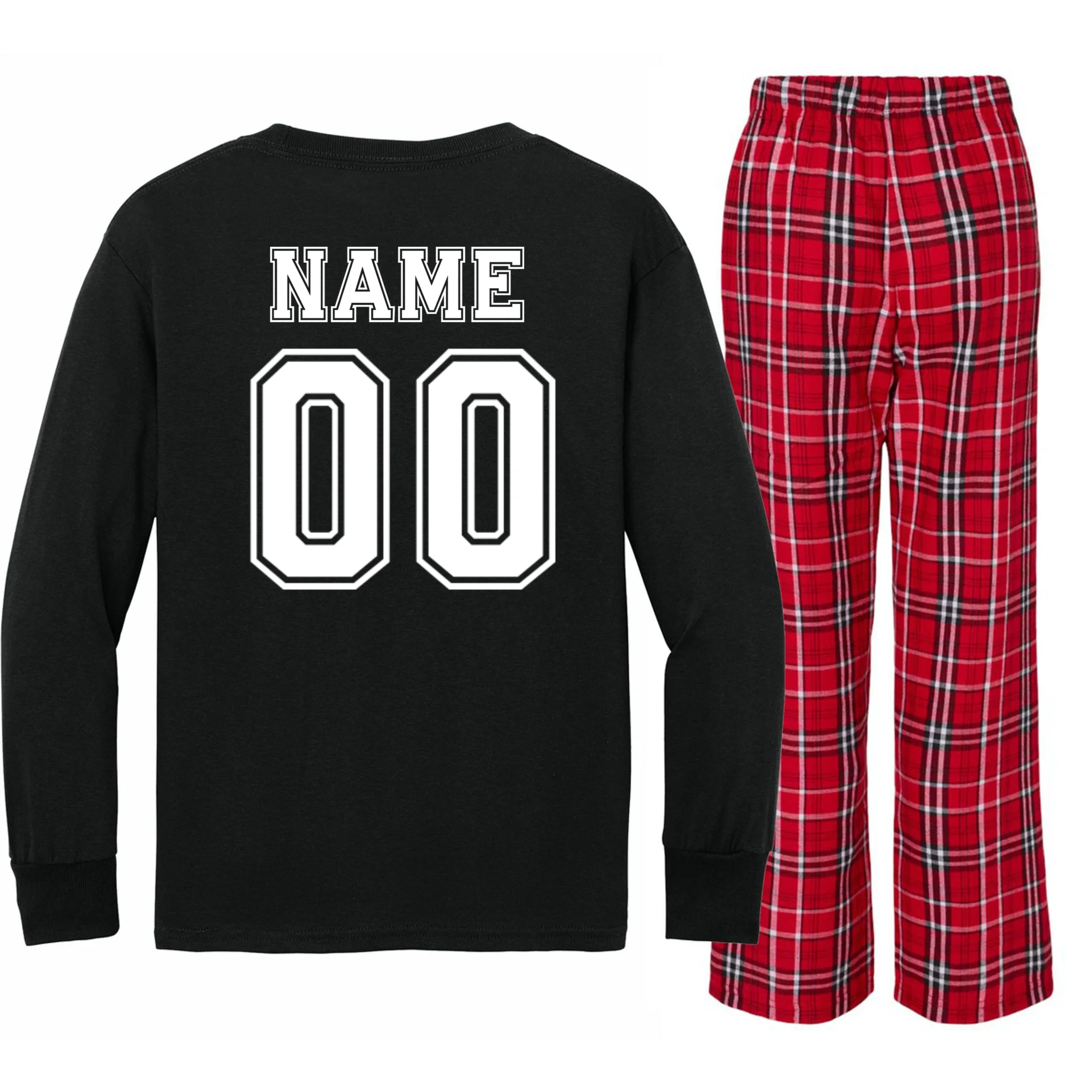 Your Name 23 Custom Jersey Number Team Kids Long Sleeve Pajamas - Back