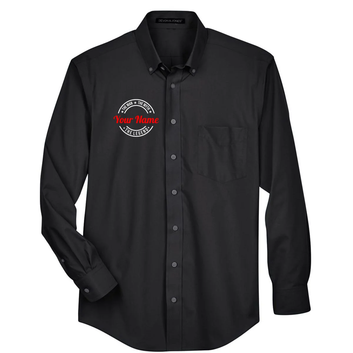 Your Name The Man The Myth The Legend Custom Personalized Gift Men's Button Up - Front