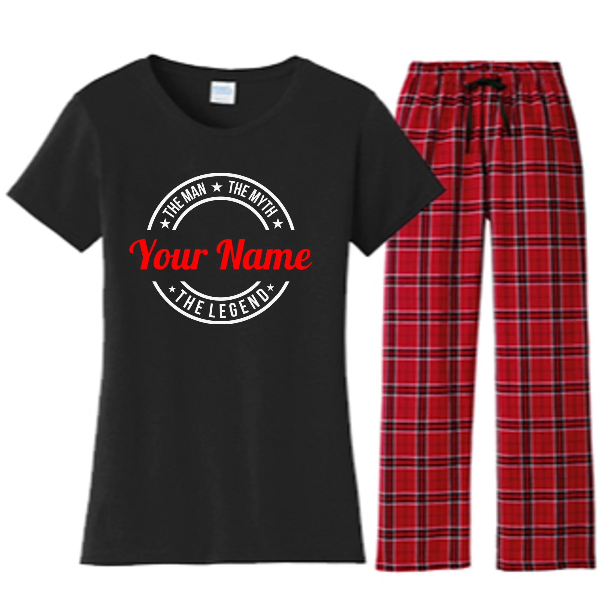 Your Name The Man The Myth The Legend Custom Personalized Gift Women's Flannel Pajama Set - Front