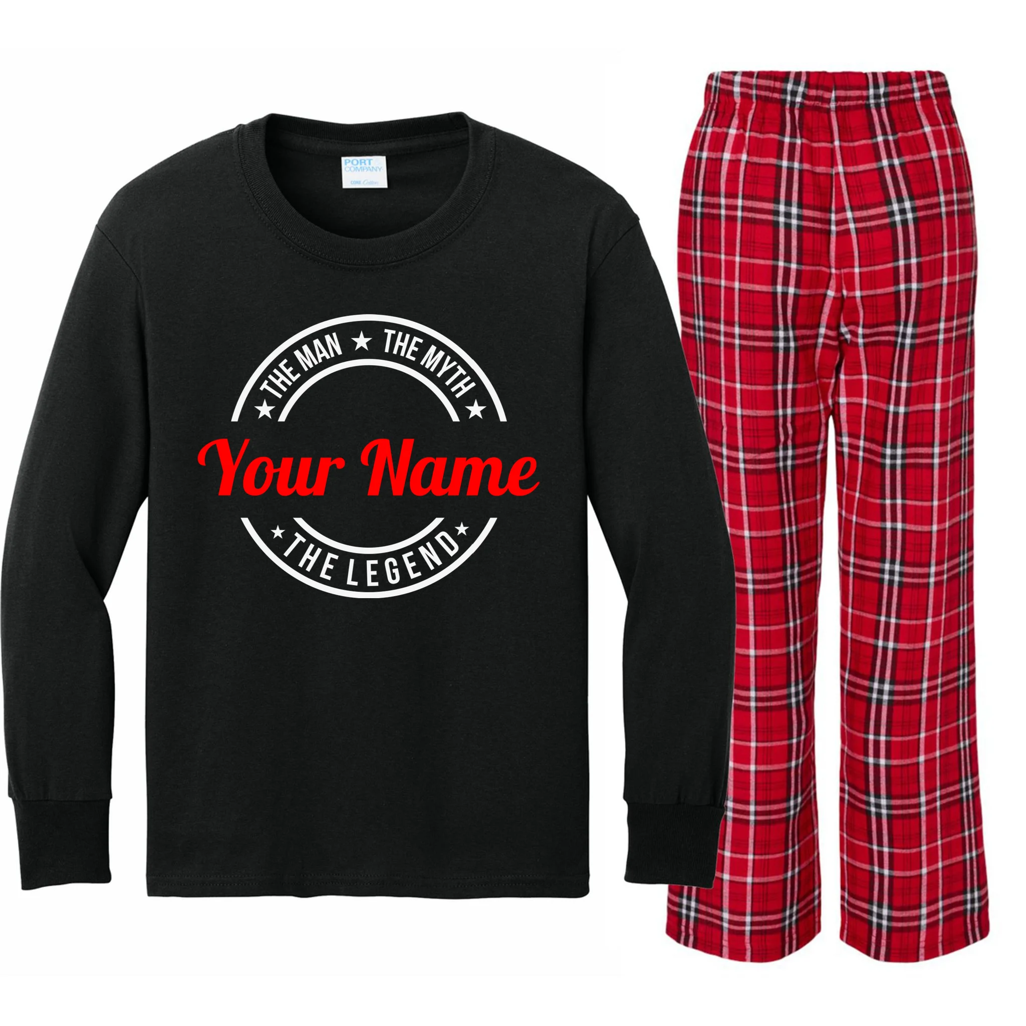 Your Name The Man The Myth The Legend Custom Personalized Gift Kids Long Sleeve Pajamas - Front