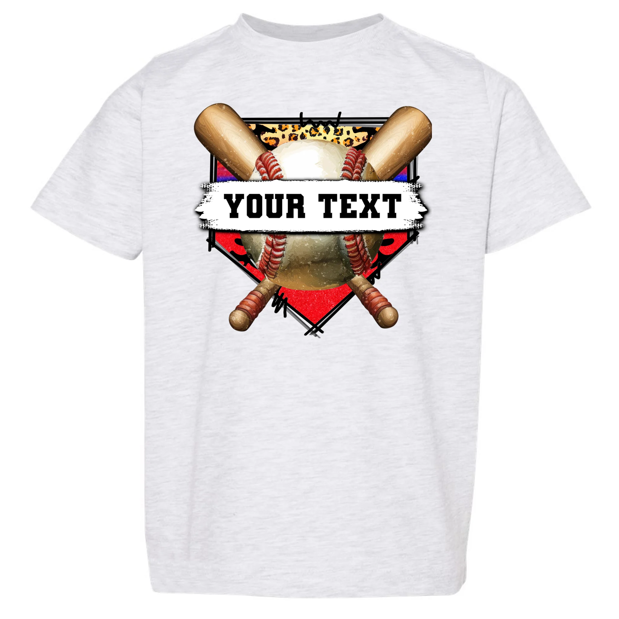 YOUR TEXT Custom Personalized Team Name Baseball Bats and Base Toddler T-Shirt - Front