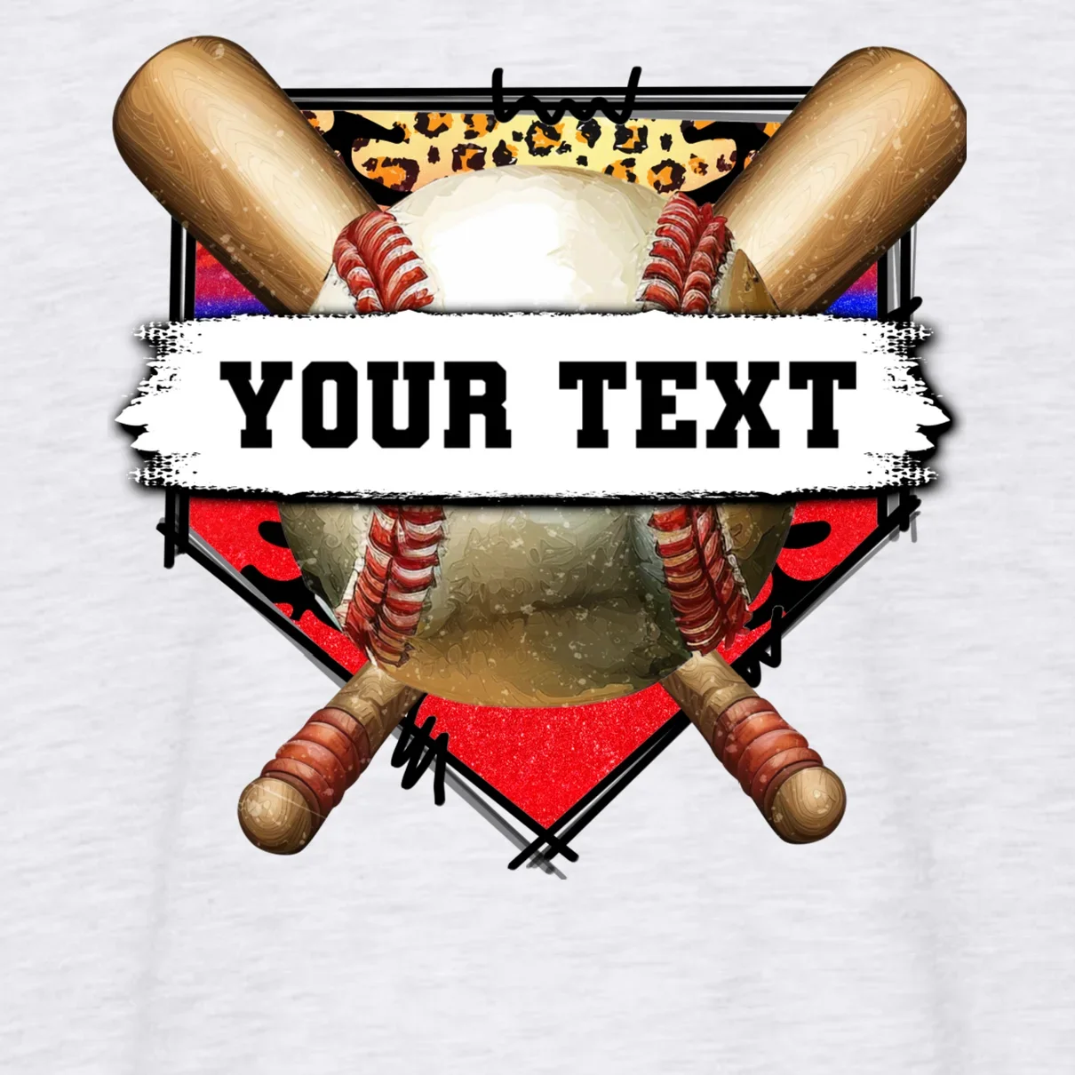 YOUR TEXT Custom Personalized Team Name Baseball Bats and Base Toddler T-Shirt - Front - Close-up