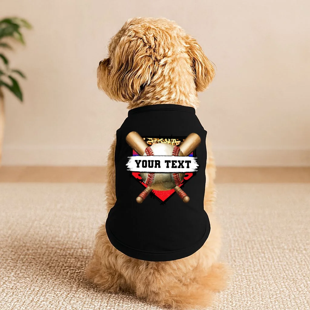 YOUR TEXT Custom Personalized Team Name Baseball Bats and Base Doggie Tank - Front 1