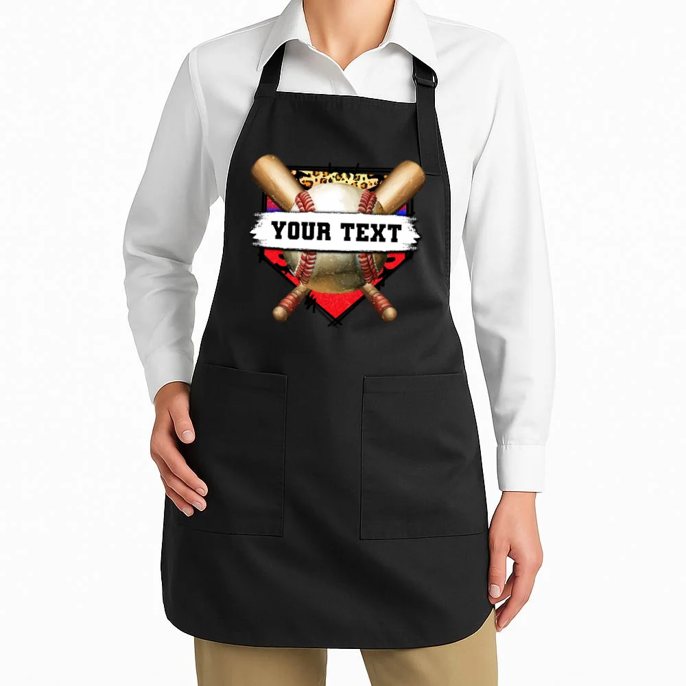YOUR TEXT Custom Personalized Team Name Baseball Bats and Base Apron - Front 1