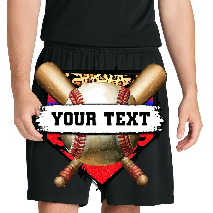 YOUR TEXT Custom Personalized Team Name Baseball Bats and Base Men's Shorts - Front 1