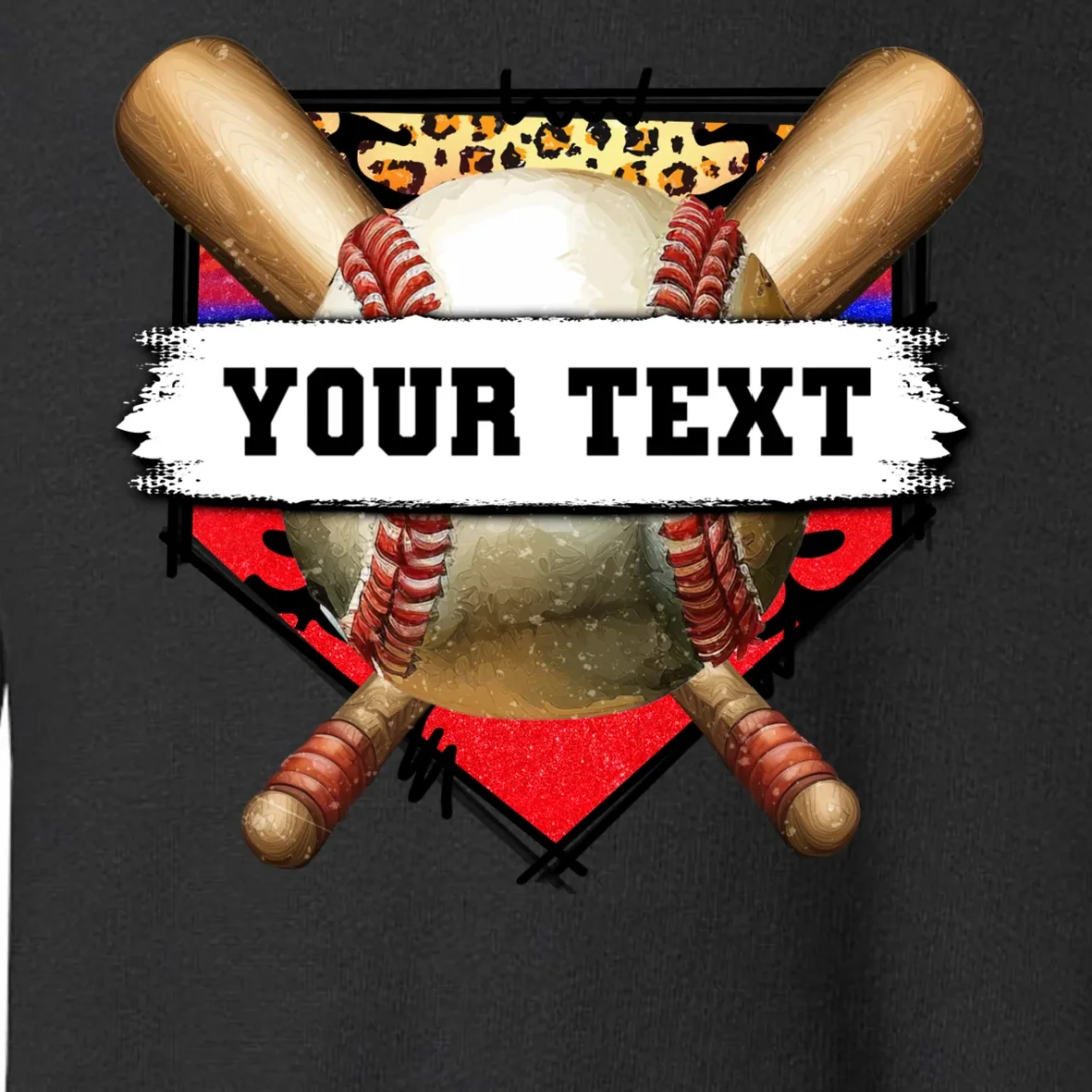 YOUR TEXT Custom Personalized Team Name Baseball Bats and Base Toddler Sweatshirt - Front - Close-up