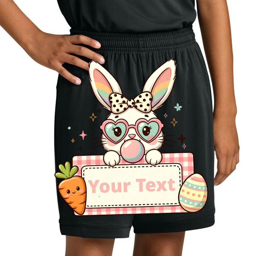 Your Text Personalized Custom Text Cute Girls Easter Bunny Kids Shorts - Front 1