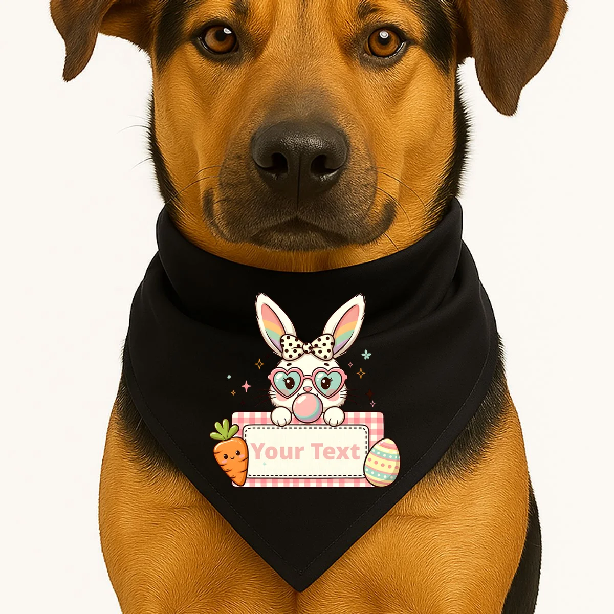 Your Text Personalized Custom Text Cute Girls Easter Bunny Dog Bandana - Front 1