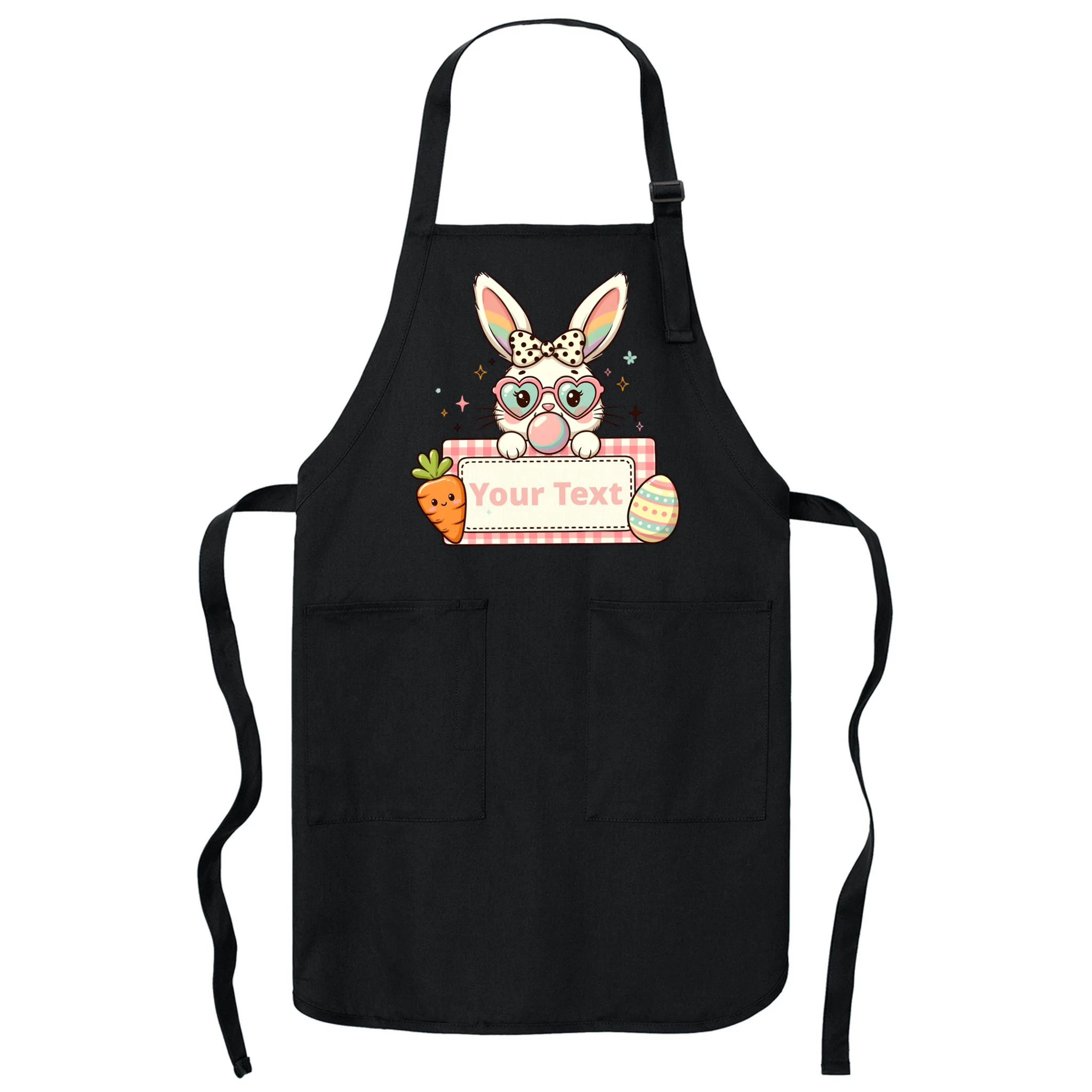 Your Text Personalized Custom Text Cute Girls Easter Bunny Apron - Front