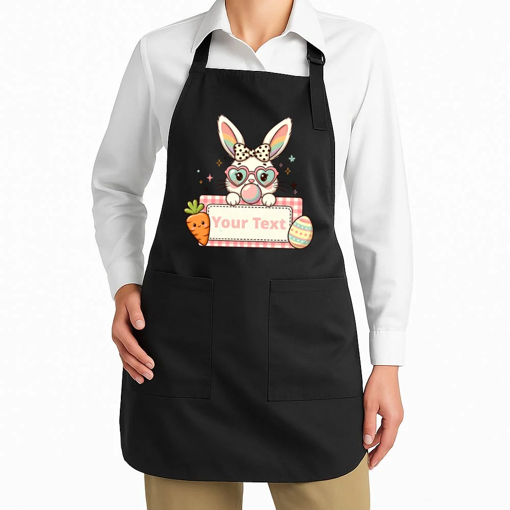 Your Text Personalized Custom Text Cute Girls Easter Bunny Apron - Front 1