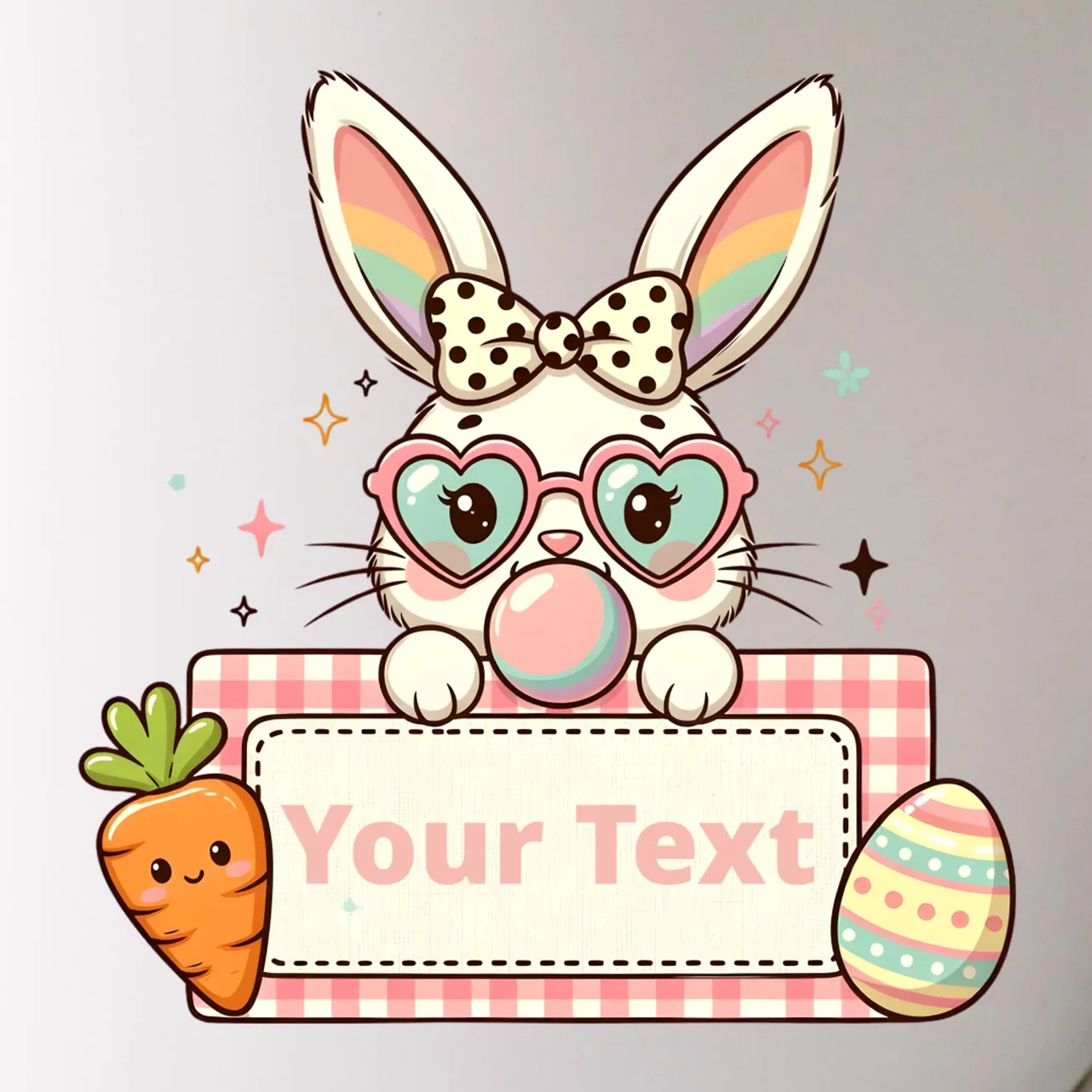 Your Text Personalized Custom Text Cute Girls Easter Bunny Mug - Front - Close-up