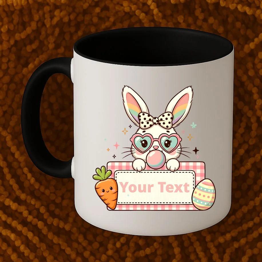Your Text Personalized Custom Text Cute Girls Easter Bunny Coffee Mug - Front 1