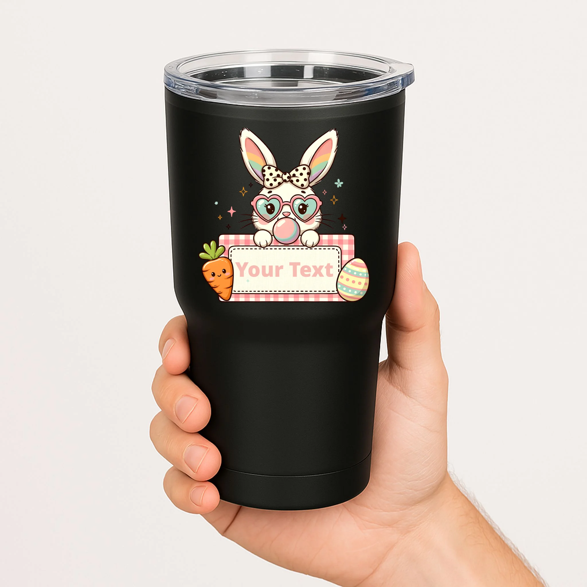 Your Text Personalized Custom Text Cute Girls Easter Bunny 20oz Tumbler - Front 1