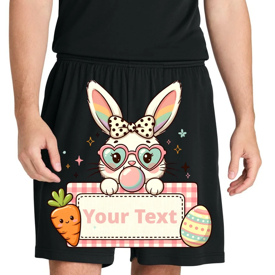 Your Text Personalized Custom Text Cute Girls Easter Bunny Men's Shorts - Front 1