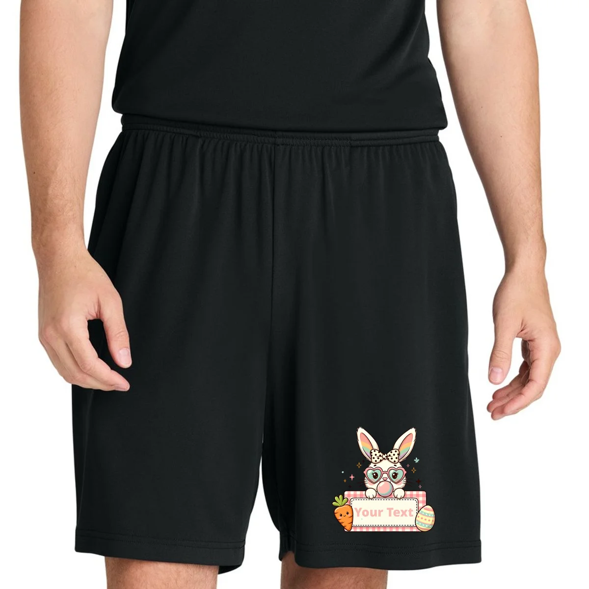 Your Text Personalized Custom Text Cute Girls Easter Bunny Men's Shorts - Front 1