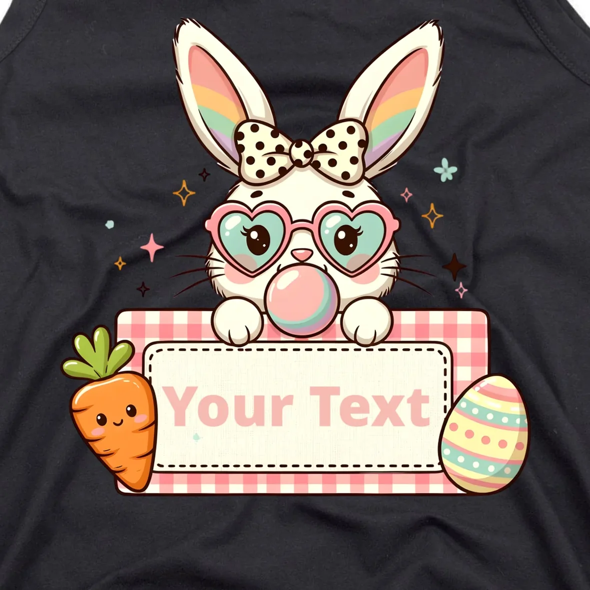 Your Text Personalized Custom Text Cute Girls Easter Bunny Men's Tank Top - Front - Close-up