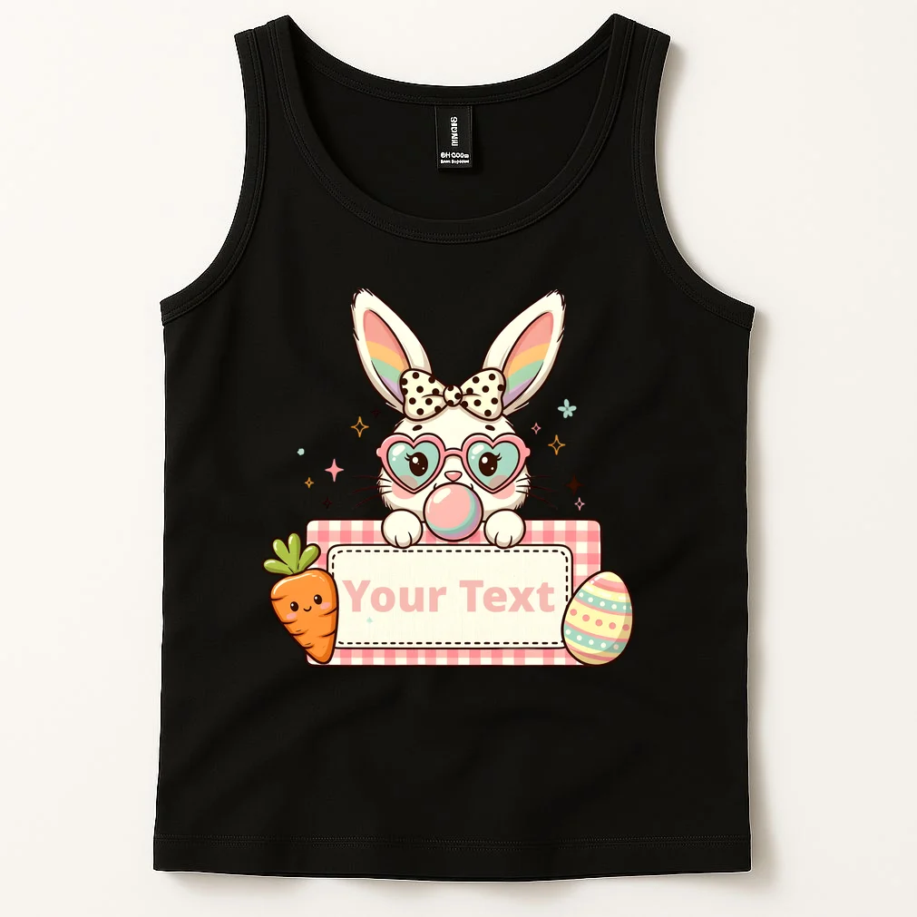 Your Text Personalized Custom Text Cute Girls Easter Bunny Tank Top - Front 1