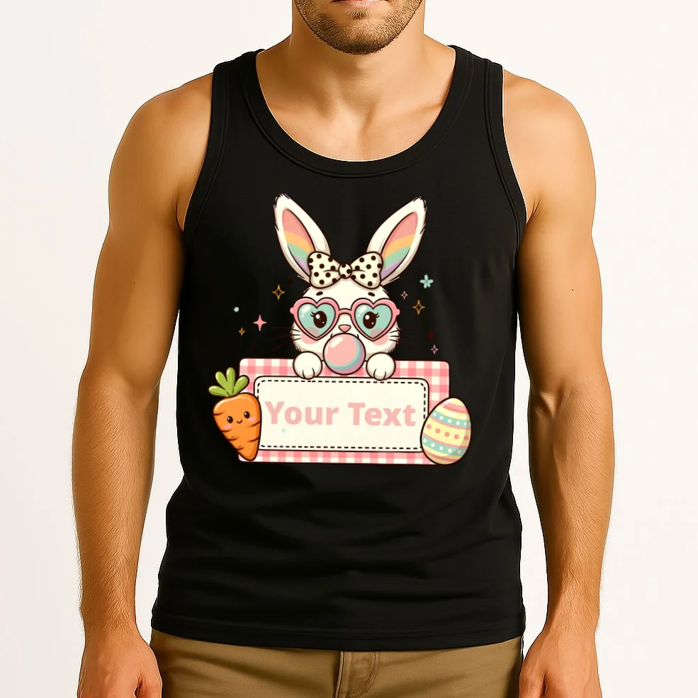 Your Text Personalized Custom Text Cute Girls Easter Bunny Tank Top - Front 2