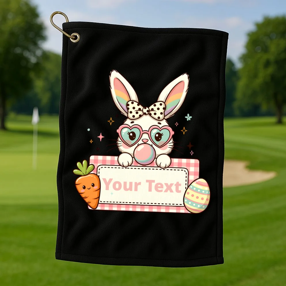 Your Text Personalized Custom Text Cute Girls Easter Bunny Golf Towel - Front 1