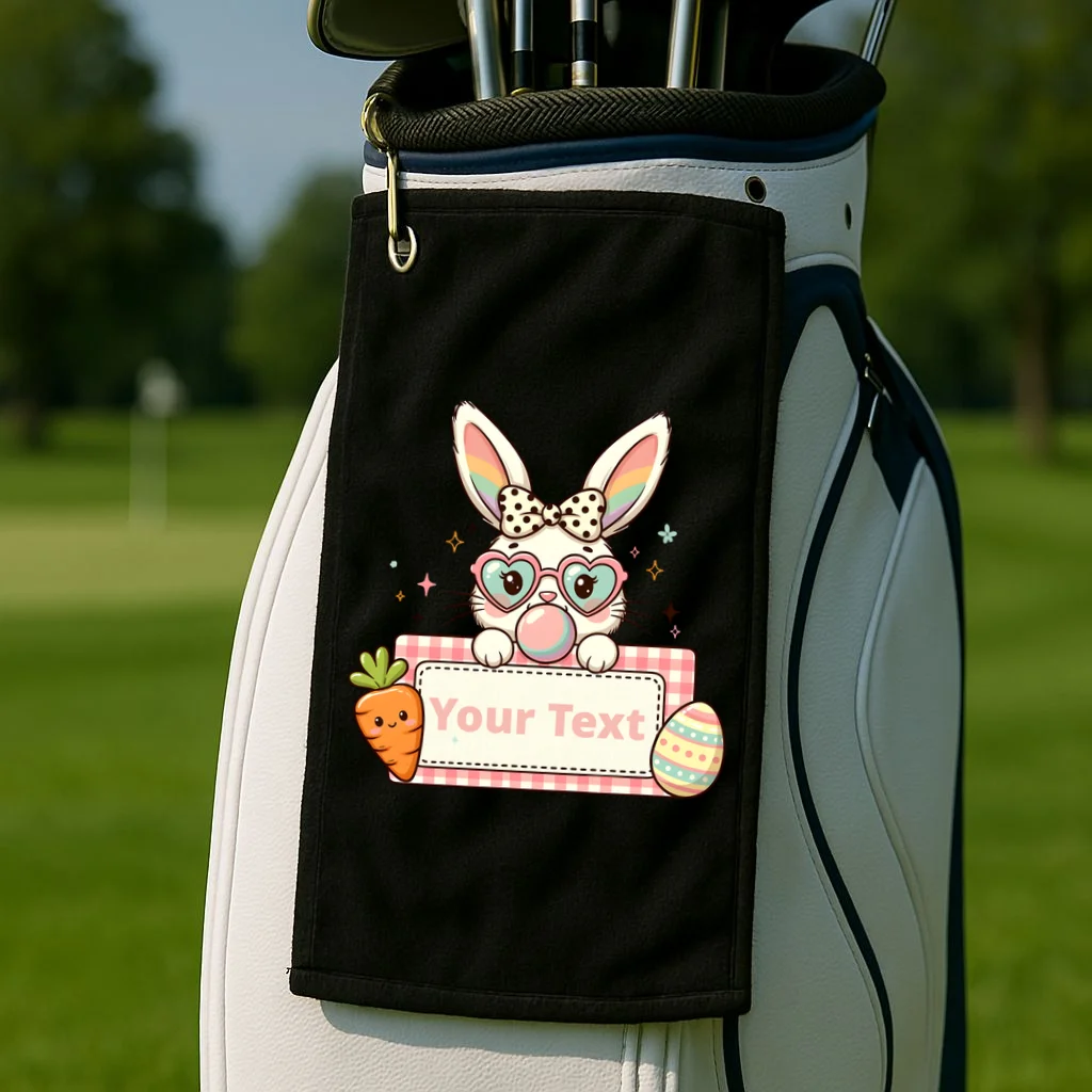 Your Text Personalized Custom Text Cute Girls Easter Bunny Golf Towel - Front 2