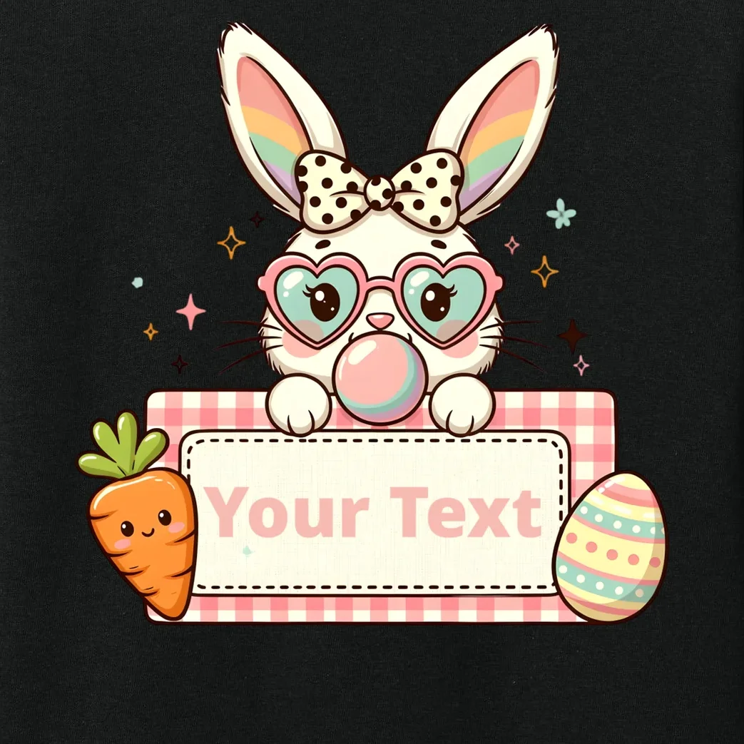 Your Text Personalized Custom Text Cute Girls Easter Bunny Kids Long Sleeve Pajamas - Front - Close-up