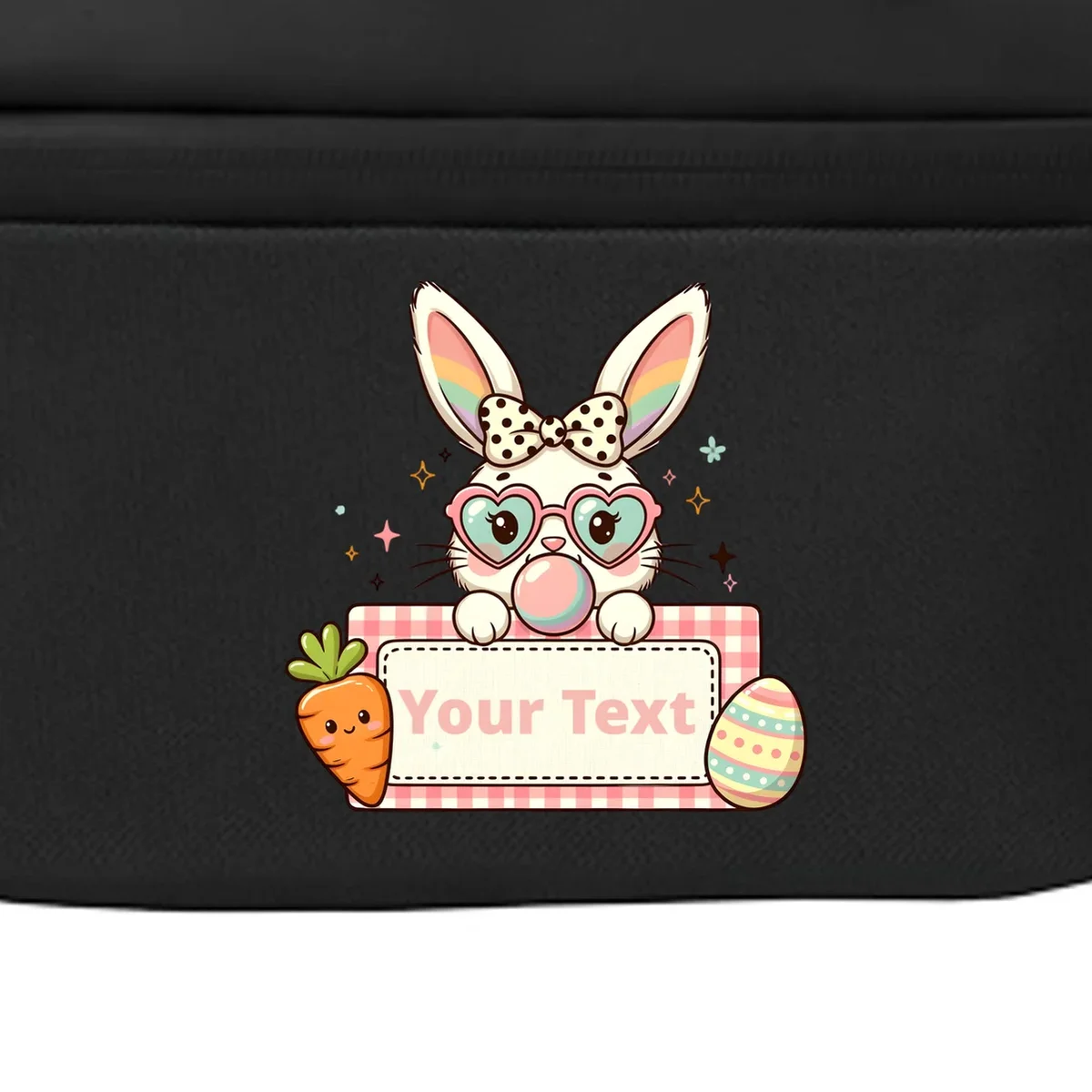 Your Text Personalized Custom Text Cute Girls Easter Bunny Crossbody - Front - Close-up