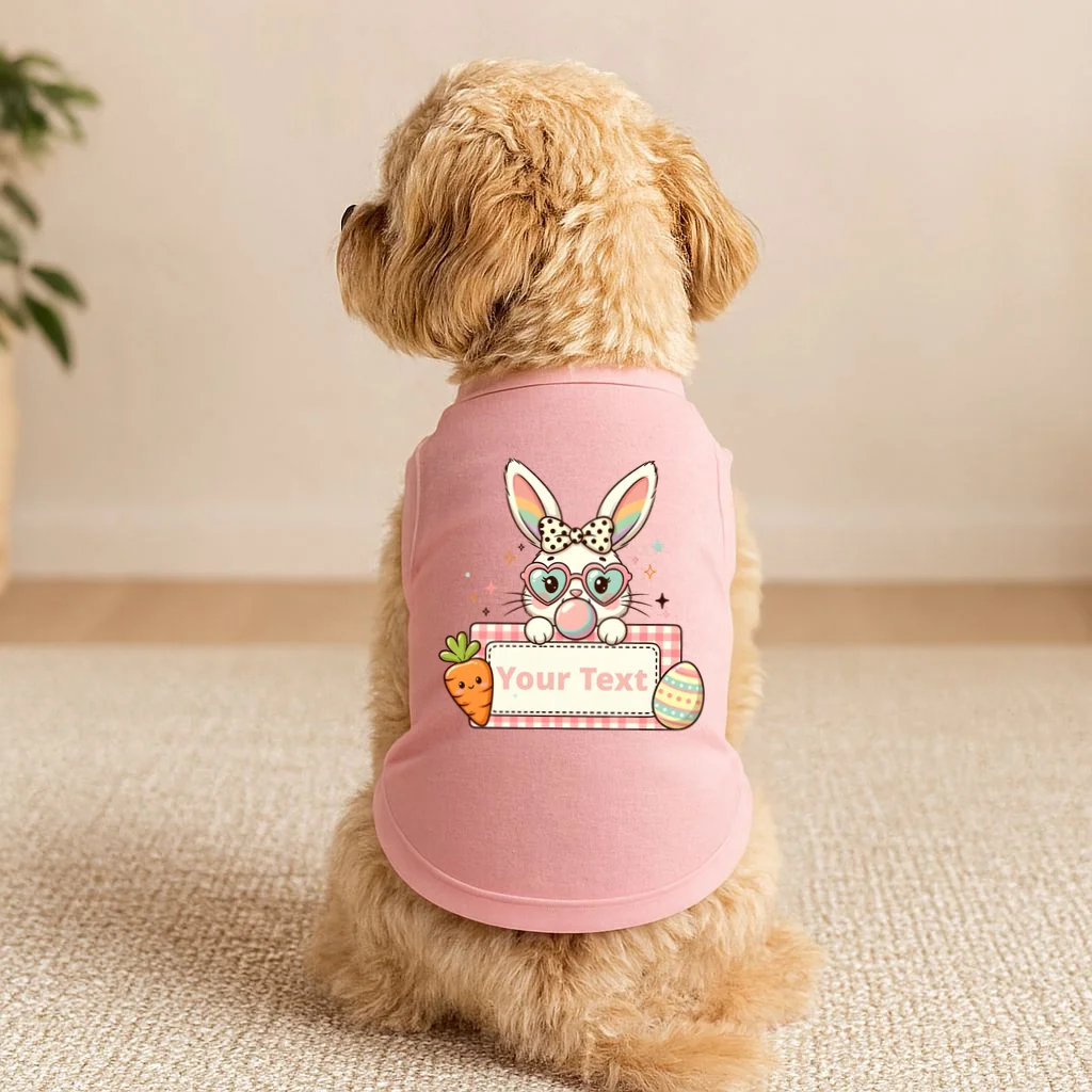 Your Text Personalized Custom Text Cute Girls Easter Bunny Doggie Tank - Front 1