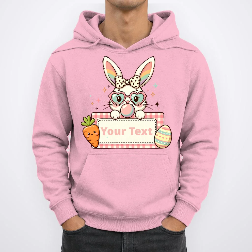 Your Text Personalized Custom Text Cute Girls Easter Bunny Hoodie - Front 1