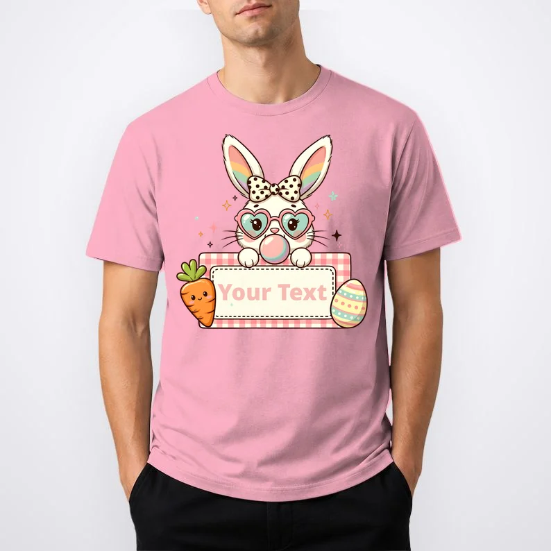 Your Text Personalized Custom Text Cute Girls Easter Bunny T-Shirt - Front 1