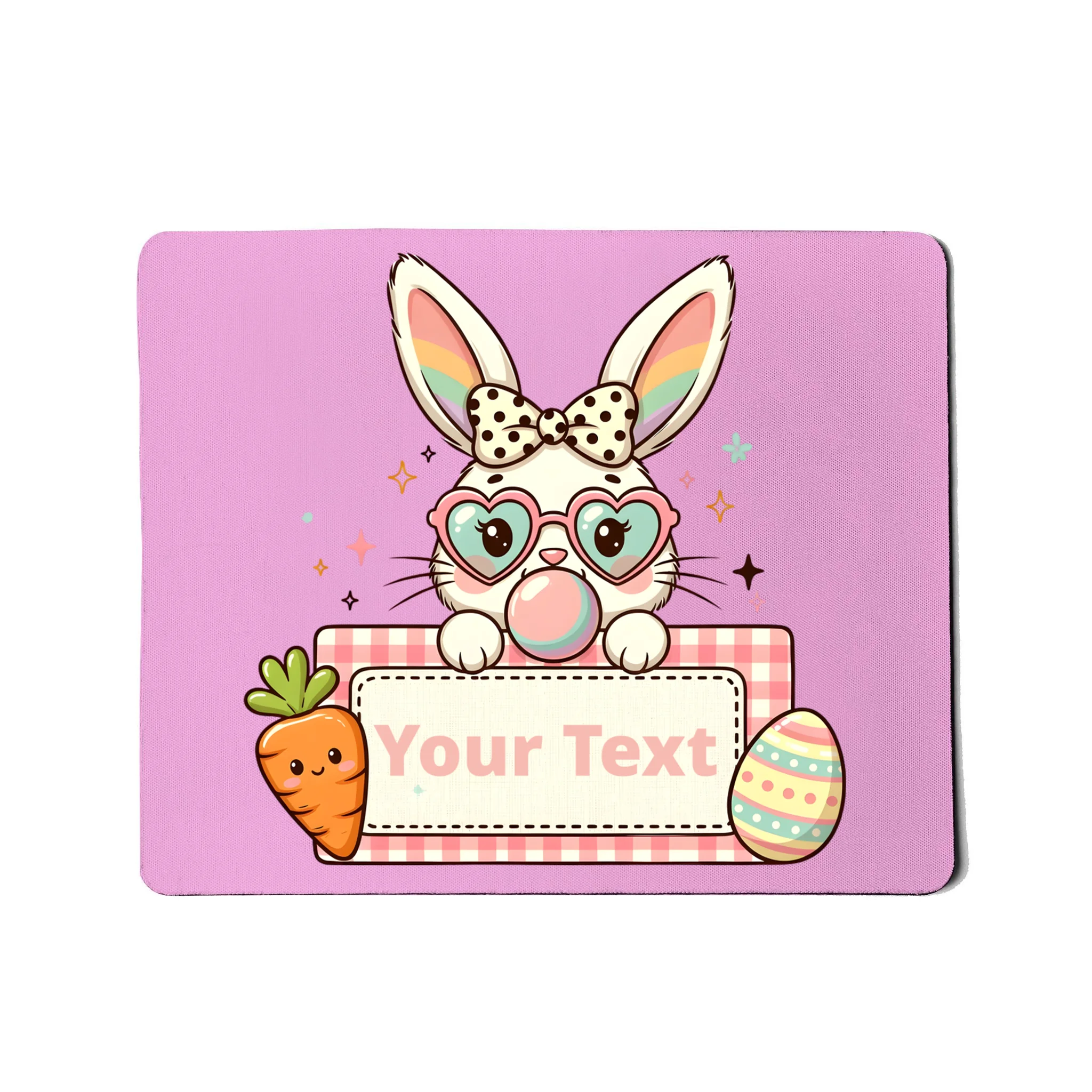 Your Text Personalized Custom Text Cute Girls Easter Bunny Mouse Pad - Front