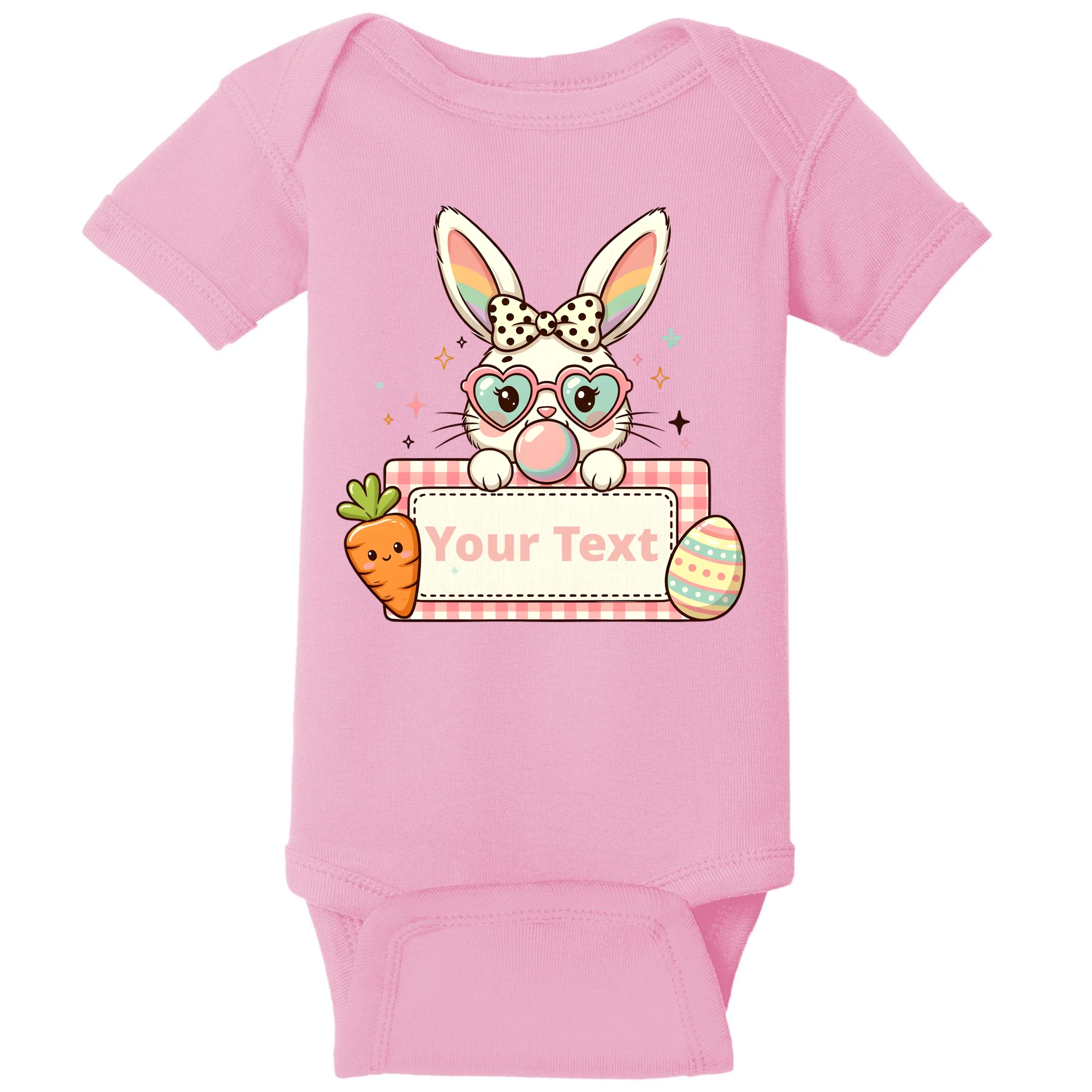 Your Text Personalized Custom Text Cute Girls Easter Bunny Baby Bodysuit - Front